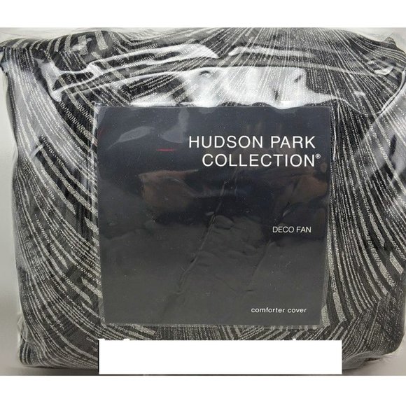 Hudson Park Collection Deco Fan KING  Duvet Cover Black - Picture 9 of 12
